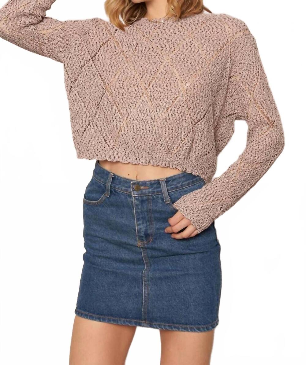 NEW EN CREME long sleeve knit sweater top in mauve